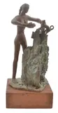 Syd Barron, Woman and cat, bronze