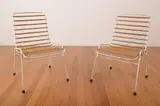 Ernest Race, A PAIR OF SPRINGBOK CHAIRS, designed, 1950, enamelled metal, metal, pvc