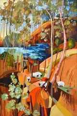 Sue O'Brien, Lowland Paddock, oil on board
