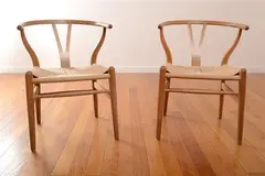 Hans J. Wegner, A SET OF FOUR CH24 WISHBONE CHAIRS, oak, papercord