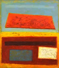 Allen Hicks, Rock Mirage, 1996, mixed media on board
