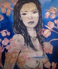 David Bromley, Mallory, acrylic and silver leaf on canvas