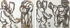 Pair of Figural Studies by Joe Furlonger, 1988, watercolour on paper, sold Nov 2012