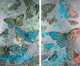 David Bromley, Butterflies, acrylic and silver leaf on canvas (diptych)