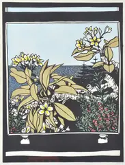 David Preston, Frangipani, 1988, linocut 28/50