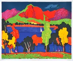John Rigby, Moogerah Lake, screenprint 36/50