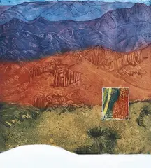 Joy Redman, Northern Flinders Ranges, coloured etching 46/75