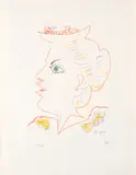 Jean Cocteau, Portrait of a Woman in Profile, lithograph 140/150