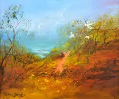 David Boyd, Angel and Cockatoos, oil on board