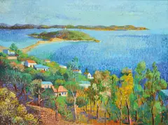Barrenjoey Lighthouse, Palm Beach NSW by Elaine Haxton, 1971, oil on canvas, sold Dec 2012