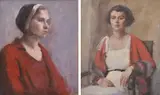 Elizabeth Dickson Gibson, Woman in Red and Seated Woman, oil on canvas (double-sided)