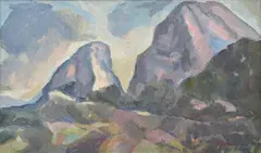 William Frater, Geological Landscape (the Grampians), oil on board
