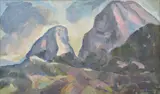 William Frater, Geological Landscape (the Grampians), oil on board