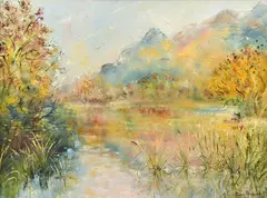 Tessa Perceval, The Black Loch in Autumn, 1975, oil on canvas