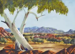 Albert Namatjira, Central Australian Landscape, watercolour