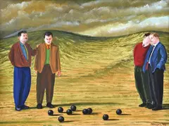 Graeme Drendel, Men with Balls, 1998, gouache on paper