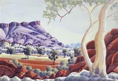 Walter Ebatarinja, Central Australian Landscape, watercolour