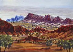 Henoch Raberaba, Central Australian Landscape, watercolour