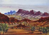 Henoch Raberaba, Central Australian Landscape, watercolour