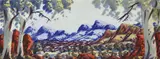 Brenton Raberaba, Central Australian Landscape with Ghost Gums, watercolour