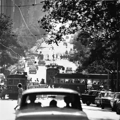 Mark Strizic, Collins Street from Russell St., 1967, silver gelatin photograph