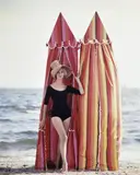 Bruno Benini, Janice Wakely wearing Cole of California swimsuit, South Melbourne Beach