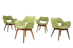 Grant Featherston, A SET OF FOUR A310H SPACE DINING CHAIRS, DESIGNED, 1953, Notes: Accompanied by a colour copy of a photograph showing the chairs in their original fabric