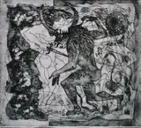 Elaine Haxton, Theseus and the Minotaur, 1967, etching 5/6 (second state)
