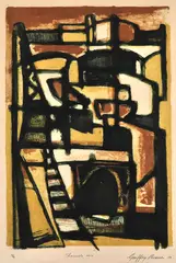 Geoffrey Brown, Thameside II, 1959, lithograph 2/14