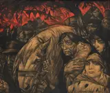 Leo Gestel, De Vlucht uit België, 1914, lithograph