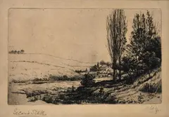 Victor Cobb, The Two Poplars, 1901, etching, second state