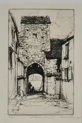 Harold B Herbert, La Poterne/Moret, etching 4/40