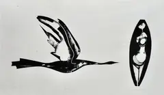 Gareth Jones Roberts, Bird and Figure, screenprint AP 5/6
