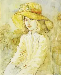 William Boissevain, Girl with a Hat, 1975, oil on board