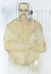 A Life of Laughing Enemies & Crying Friends- Portrait of Mark 'CHOPPER' Read by Anthony Lister, 2006, mixed media on canvas, offered Sep 2012