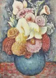 George Bell, Floral, circa 1950, oil on board