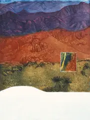 Joy Redman, Northern Flinders Ranges, coloured etching 46/75