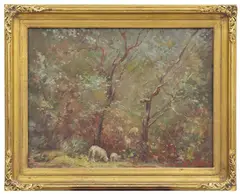 Louis McCubbin, Grazing Sheep, oil on canvas