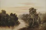 William Short Senior, River Scene with Fisherman, 1901, oil on board