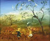 David Boyd, Children Playing, oil on board