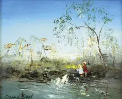 Children by the River by David Boyd, oil on board, sold Jun 2012