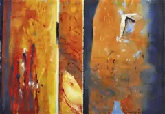 Frank Hodgkinson, Angophora Totems II, 1995, mixed media on canvas
