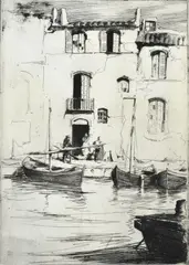 Harold B Herbert, Fishing Boats, Les Martiques, 1924, etching 15/50
