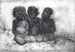 Benjamin Edwin Minns, Three Aboriginal Children, 1926, etching