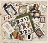 Vecchie Carte Garden table and study (2) by Piero Fornasetti, c. 1955, Hand-painted and transfer-printed steel, sold Dec 2012