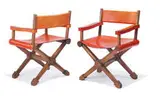 Andree Putman, Armchairs (2), c. 1980, Oak, leather