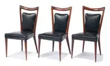 Erno Fabry, Dining chairs (6), 1957, Mahogany, vinyl upholstery