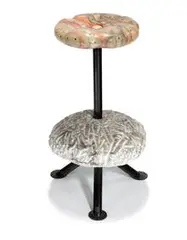 Romano Bianchi, Lighted stone stool, c. 1980, Illuminated alabaster, enameled steel