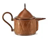 Joseph Maria Olbrich, Rare teapot, 1903, Copper with repoussé decoration, brass, pewter wash interior