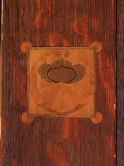 Harvey Ellis, Rare double-door bookcase, 1903, Oak, lacewood, sycamore, beech, mahogany, padunk, glass, copper hardware